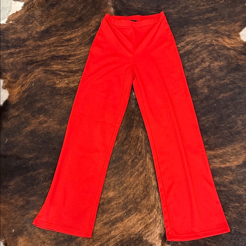 Vibrant Red Wide-Leg Pants